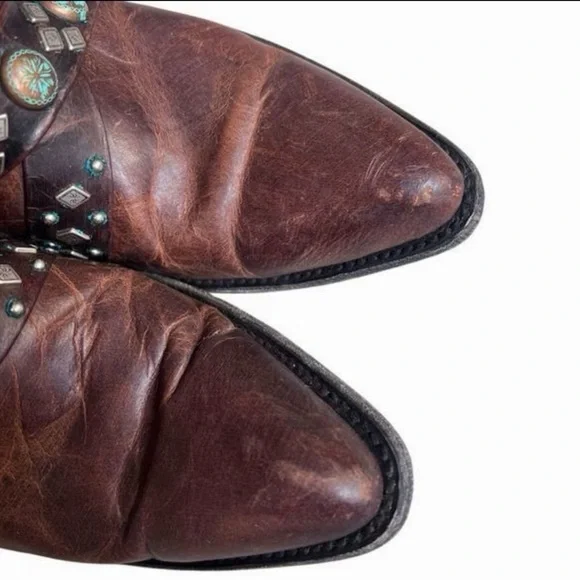 Old Gringo Brown Heeled Boots with Studded Details 9 - Picture 5 of 6